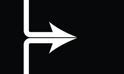 Two white half arrows coming together and merging, forming a single arrow on a background.