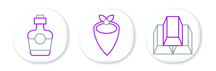 Set line Gold bars, Tequila bottle and Cowboy bandana icon. Vector