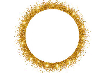 Golden glitter circle frame isolated on transparent background