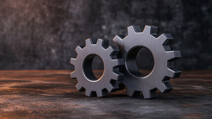 Close-up of Metal Gears on Rustic Surface, Perfect for Industrial and Technical Concepts