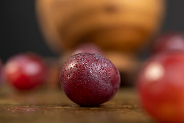 ripe grapes after washing the berries, clean wet grapes safe for eating
