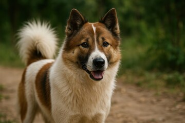 Naklejka premium Friendly dog in nature setting.