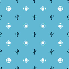 Set USB and Processor with CPU on seamless pattern. Vector