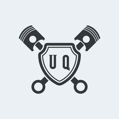 UQ Initials Vektor Stok Otomotif Logo Design