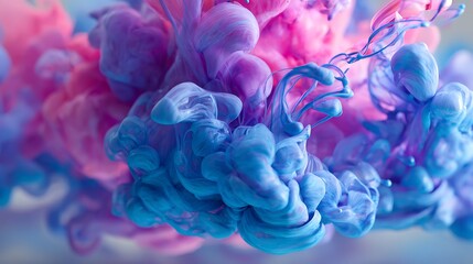 Abstract ink cloud explosion background wallpaper design in pink purple and blue colors explosion effect
