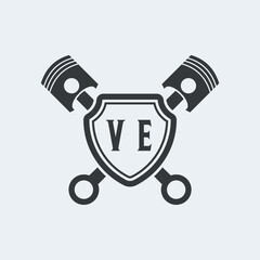 VE Initials Vektor Stok Otomotif Logo Design