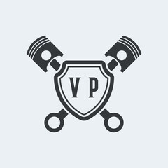 VP Initials Vektor Stok Otomotif Logo Design