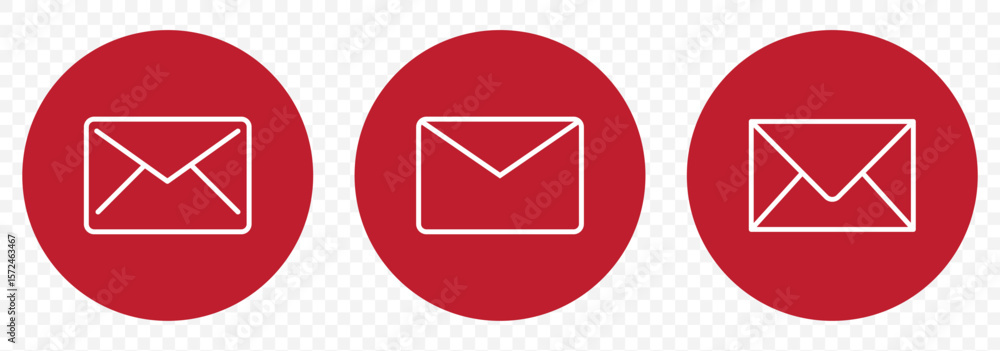Poster red envelope icon set - mail and email symbol vector design. mail icon set. email icon vector. e-mai