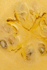 ripe white squash on the kitchen table during cooking and slicing