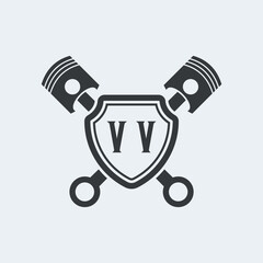 VV Initials Vektor Stok Otomotif Logo Design