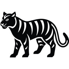 Black tiger silhouette with white stripes animal