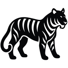 Black tiger silhouette with white stripes vector