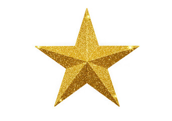 Golden glitter star shape isolated on transparent background