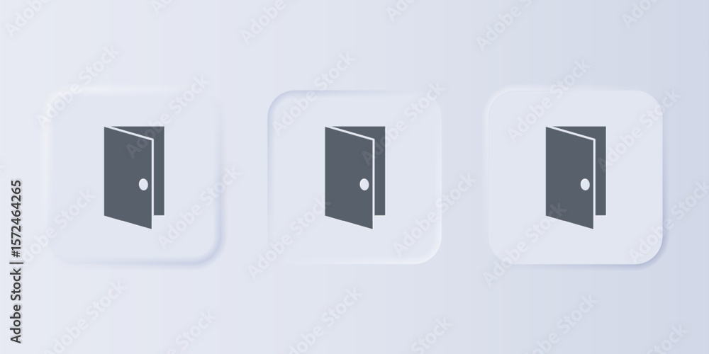 Poster grey closed door icon isolated on grey background. set icons in square buttons. vector