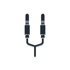 Black Audio jack icon isolated on white background. Audio cable for connection sound equipment. Plug wire. Musical instrument. Vector