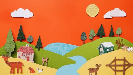  Enchanting whimsical papercraft landscape full of color © Artem