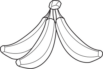 Line Art Illustration of Four Bananas in a Unique Cluster Arrangement