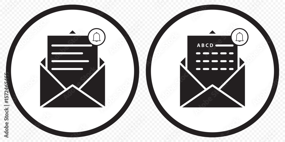Poster important mail icon vector illustration isolated icon of an envelope, with simple lines on a transpa