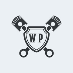 WP Initials Vektor Stok Otomotif Logo Design