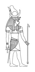 ancient egyptian god osiris standing with staff illustration