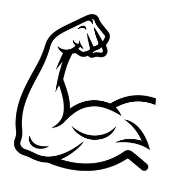 flexed bicep arm strong muscle icon vector illustration