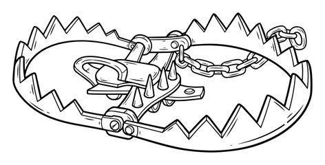 steel bear trap sketch vector illustration