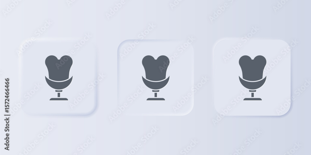 Poster grey armchair icon isolated on grey background. set icons in square buttons. vector