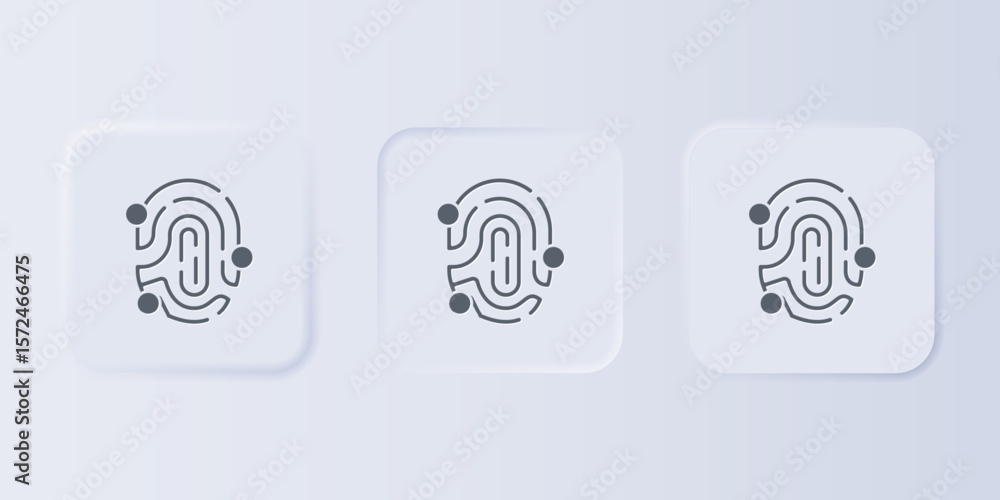Poster grey fingerprint icon isolated on grey background. id app icon. identification sign. touch id. set i