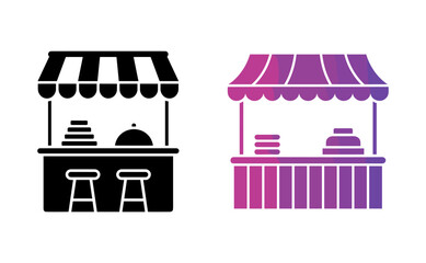 Market Stall or Food Stand Icons