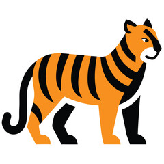 Stylized tiger with orange and black stripes animal wildlife
