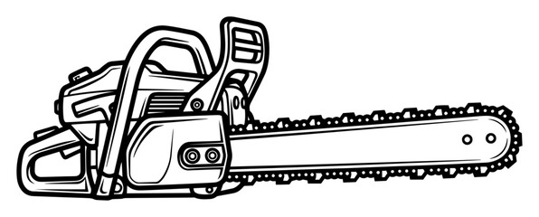 chainsaw power tool line art illustration