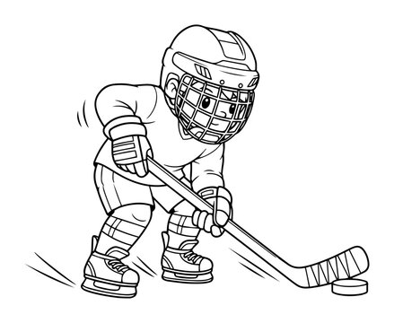 hockey player black and white action clip art preview