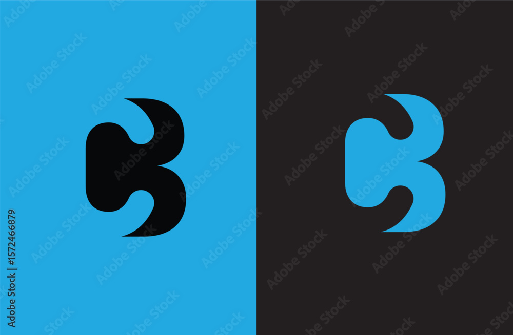 Fototapete cb initial number negative space logo vector icon design isolated background