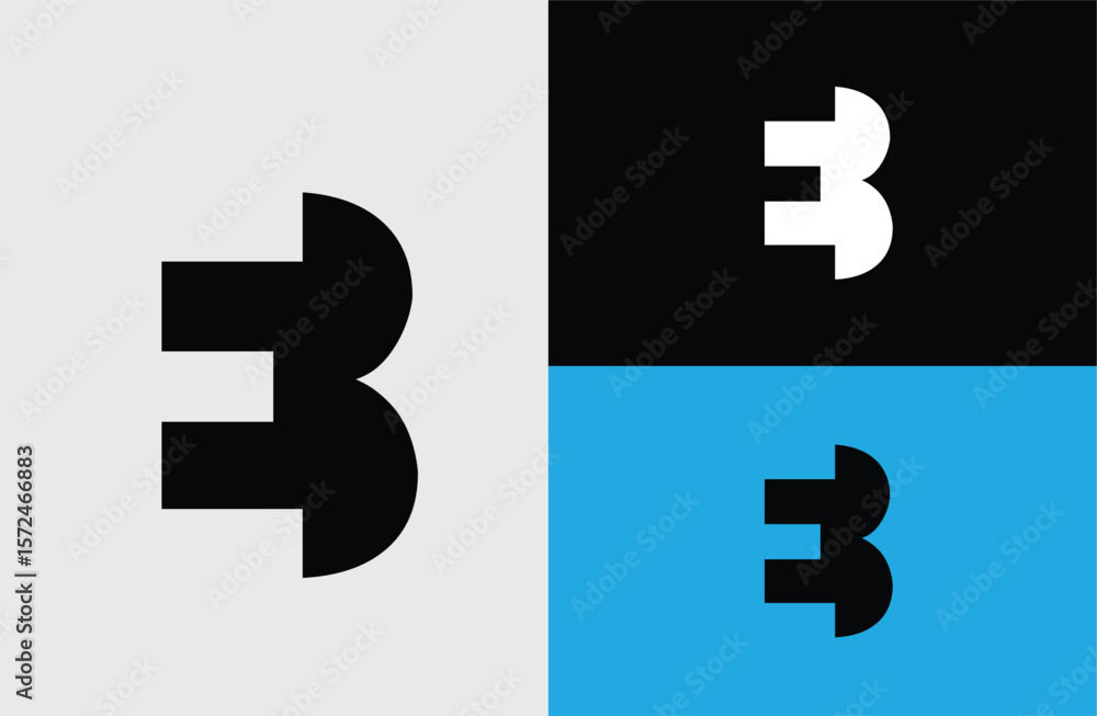 Poster eb initial number negative space logo vector icon design isolated background