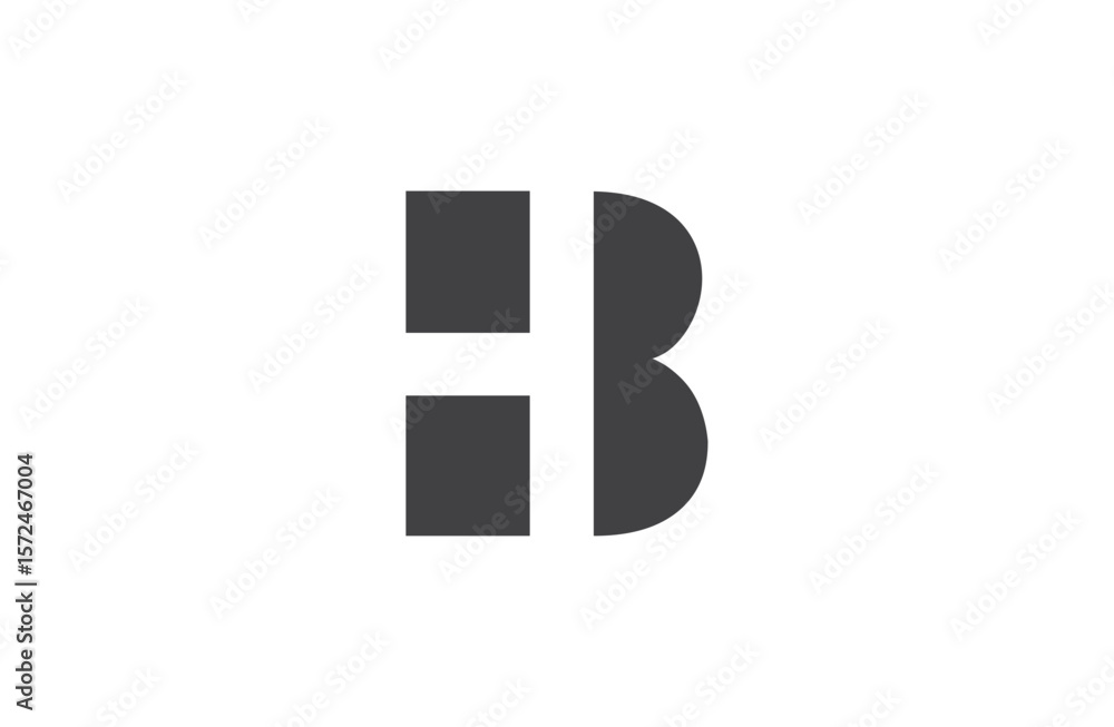 Fototapete hb initial number negative space logo vector icon design isolated background