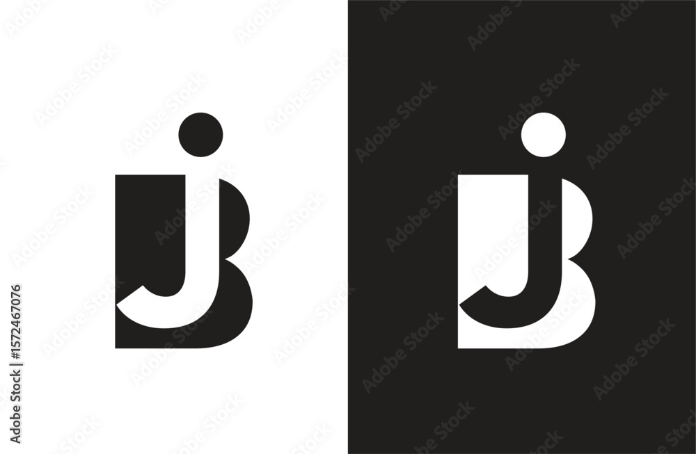 Fototapete jb initial number negative space logo vector icon design isolated background