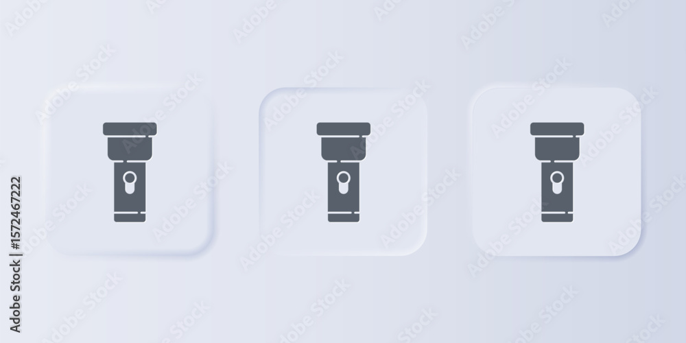 Aufkleber grey flashlight icon isolated on grey background. set icons in square buttons. vector