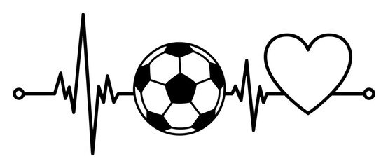 soccer heartbeat with heart and ball symbol vector © Aisha Kudorova