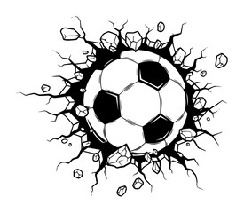 soccer ball breaking through a cracked wall vector illustration © Aisha Kudorova