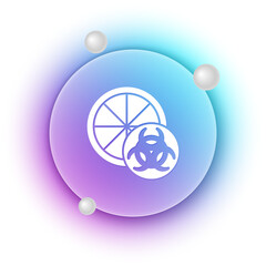 White Genetically modified citrus fruit icon isolated on white background. Orange in a cut. Healthy lifestyle. GMO fruit. Blue and purple gradient circle background. Vector