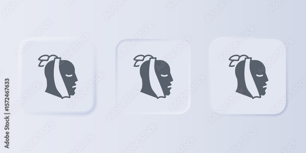 Poster grey toothache icon isolated on grey background. set icons in square buttons. vector
