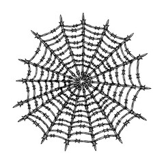 Obraz premium spiderweb made of barbed wire gothic tattoo vector illustration