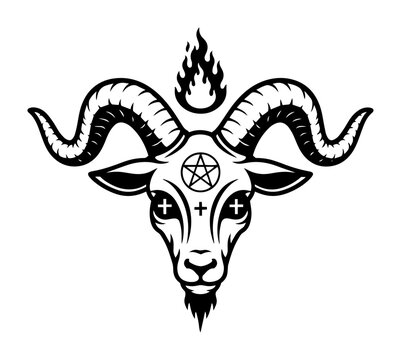 baphomet goat head with pentagram occult symbol vector illustration