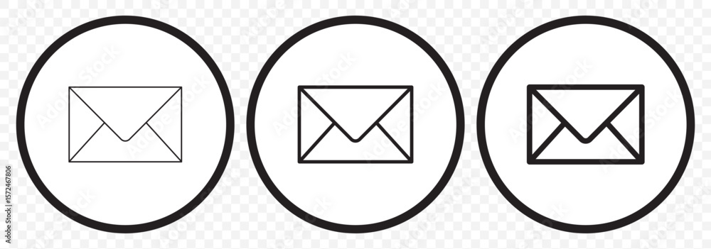 Poster email and mail icon set envelope for communication & messaging vector illustration, mail vector icon