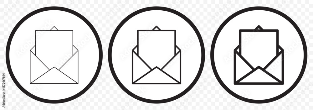 Poster email and mail icon set envelope for communication & messaging vector illustration, mail vector icon