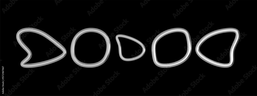 Poster 3d chrome line with spiral metal wave and fluid silver shape. abstract y2k background with holograph