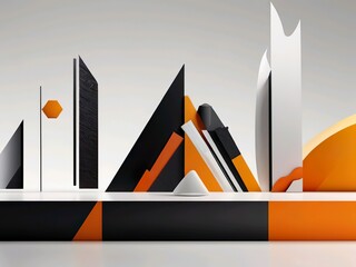 Modern Abstract Architecture in Black, White, and Orange