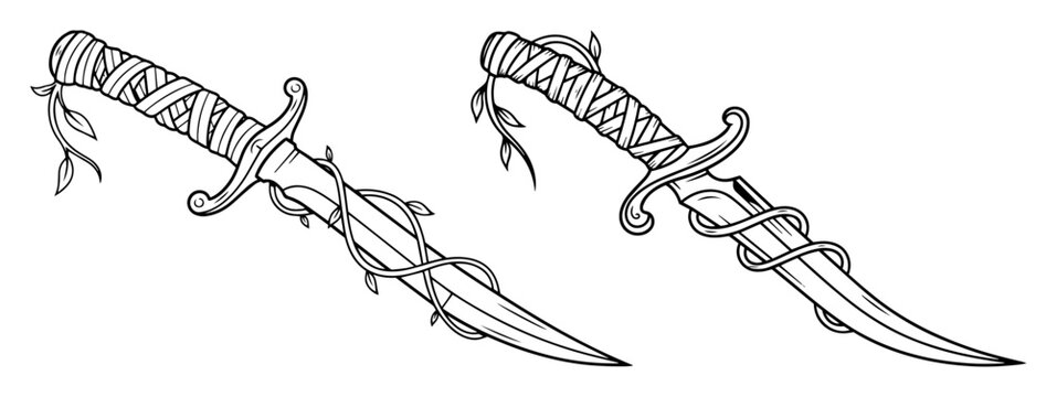 crossed daggers ornamental weapon illustration