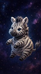 Fototapeta premium Adorable zebra floating in space.