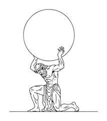 atlas carrying the world mythology line art